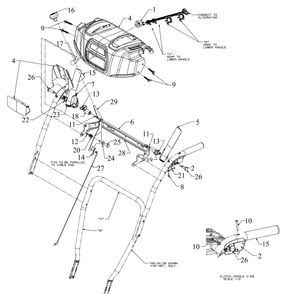 Handle Panel Diagram and Parts List for 2X24-INCH (31AM5BTR756)(2016) Cub Cadet Snow Blower